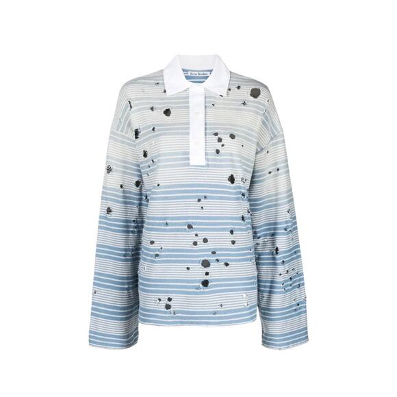 Distressed striped polo shirt - Picture 1 of 5